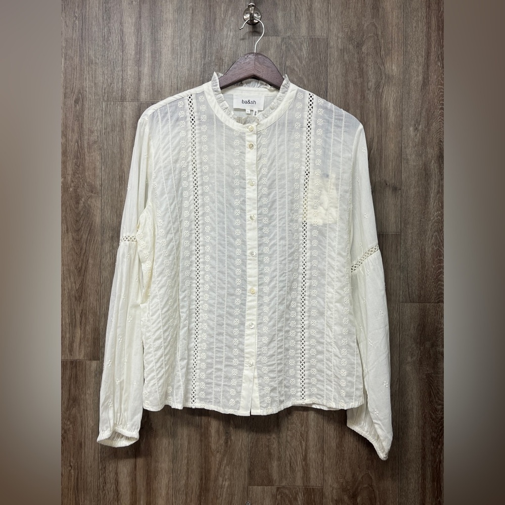 Ba&sh Off White Long Sleeve Calysta Blouse